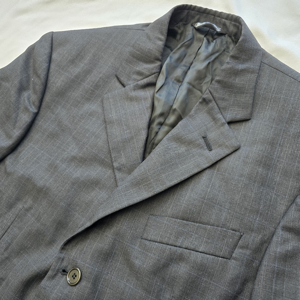 Fumagalli’s Zignone Super 100 Gray Windowpane Wool Blazer 40LN Italy